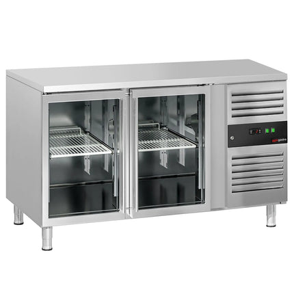 GGM Gastro Commercial Counter Fridge ECO - 1360x700mm - glass doors - with 2 doors - capacity 282 litres