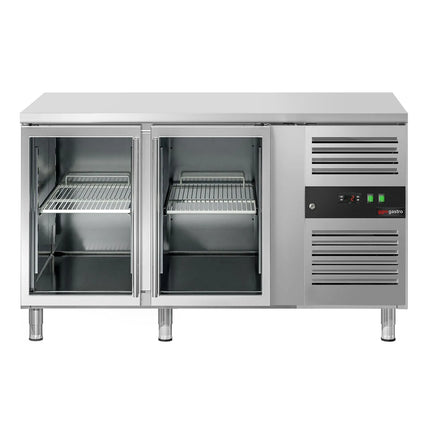 GGM Gastro Commercial Counter Fridge ECO - 1360x700mm - glass doors - with 2 doors - capacity 282 litres