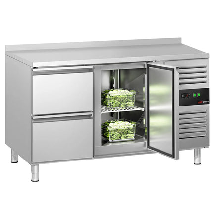 GGM Gastro Commercial Counter Fridge ECO - 1360x700mm - with 1 door - 2 drawers [GN 1/1] - with upstand