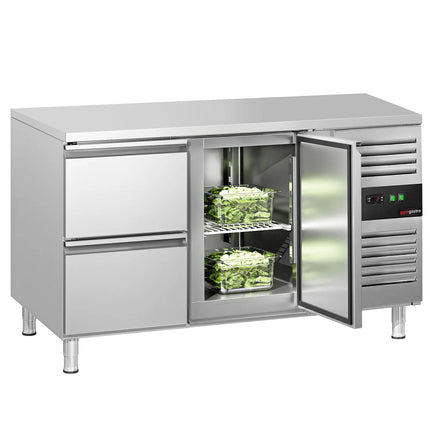 GGM Gastro Commercial Counter Fridge ECO - 1360x700mm - with 1 door - 2 drawers [GN 1/1] - capacity 282 litres