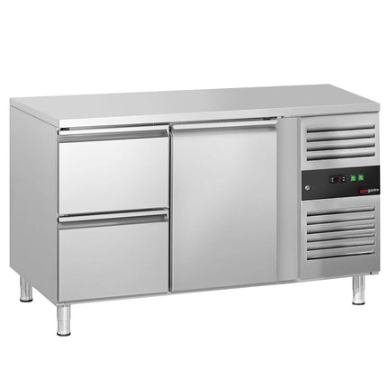 GGM Gastro Commercial Counter Fridge ECO - 1360x700mm - with 1 door - 2 drawers [GN 1/1] - capacity 282 litres