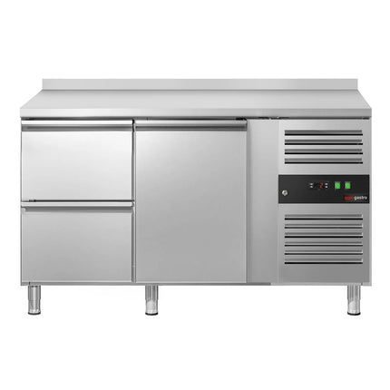 GGM Gastro Commercial Counter Fridge ECO - 1360x700mm - with 1 door - 2 drawers [GN 1/1] - with upstand