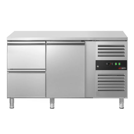 GGM Gastro Commercial Counter Fridge ECO - 1360x700mm - with 1 door - 2 drawers [GN 1/1] - capacity 282 litres