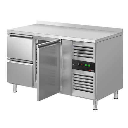GGM Gastro Commercial Counter Fridge ECO - 1360x700mm - with 1 door - 2 drawers [GN 1/1] - with upstand