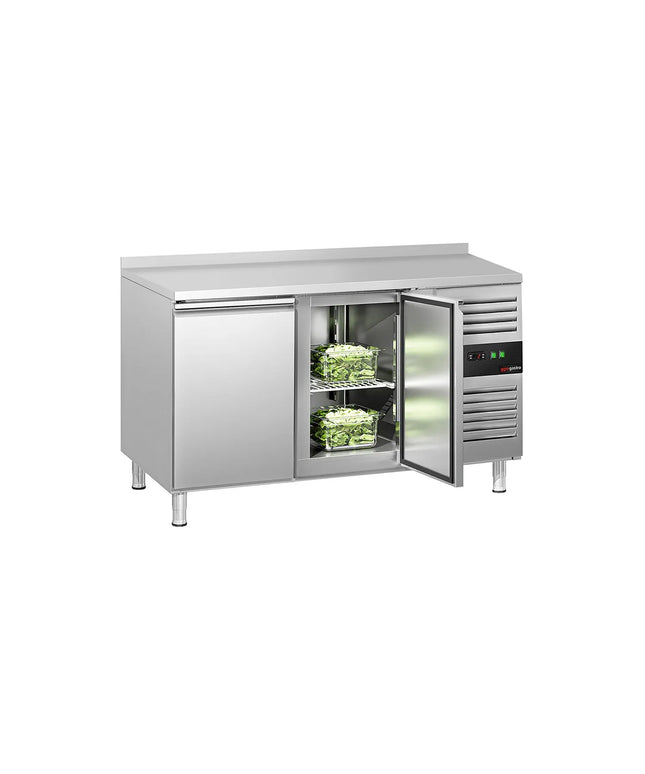 GGM Gastro Commercial Counter Fridge ECO - 1360x700mm - with 2 doors - with upstand - capacity 282 litres