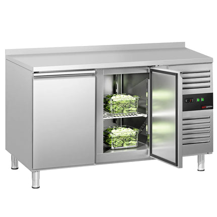 GGM Gastro Commercial Counter Fridge ECO - 1360x700mm - with 2 doors - with upstand - capacity 282 litres