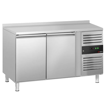 GGM Gastro Commercial Counter Fridge ECO - 1360x700mm - with 2 doors - with upstand - capacity 282 litres