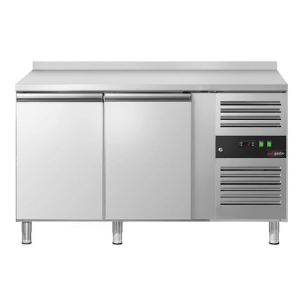 GGM Gastro Commercial Counter Fridge ECO - 1360x700mm - with 2 doors - with upstand - capacity 282 litres
