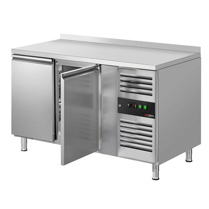 GGM Gastro Commercial Counter Fridge ECO - 1360x700mm - with 2 doors - with upstand - capacity 282 litres