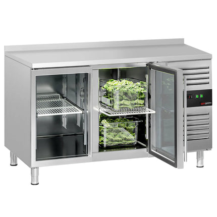 GGM Gastro Commercial Counter Fridge ECO - 1360x700mm - with 2 glass doors - with upstand