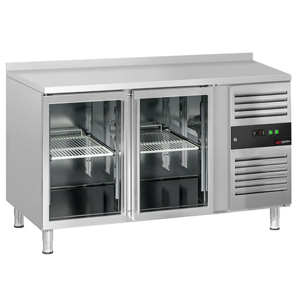 GGM Gastro Commercial Counter Fridge ECO - 1360x700mm - with 2 glass doors - with upstand