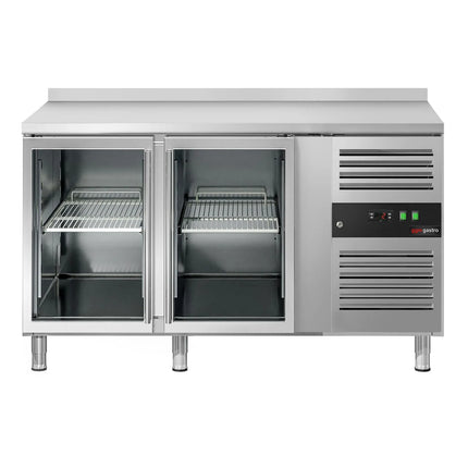 GGM Gastro Commercial Counter Fridge ECO - 1360x700mm - with 2 glass doors - with upstand