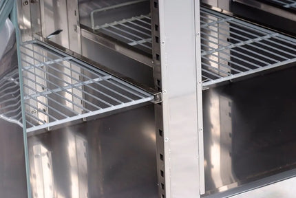 GGM Gastro Commercial Counter Fridge ECO - 1360x700mm - with 2 glass doors - with upstand