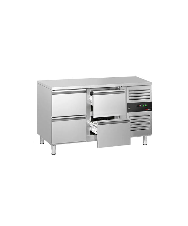 GGM Gastro Commercial Counter Fridge ECO - 1360x700mm - with 4 drawers - capacity 282 litres
