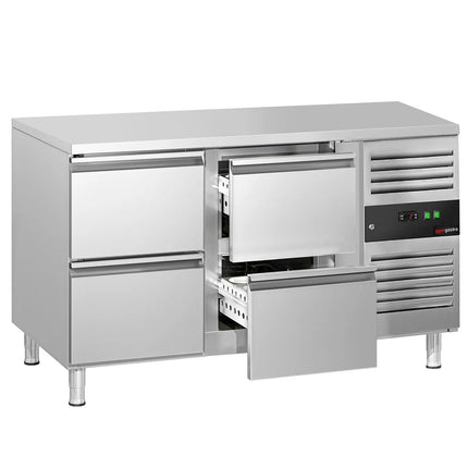 GGM Gastro Commercial Counter Fridge ECO - 1360x700mm - with 4 drawers - capacity 282 litres
