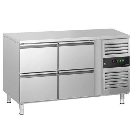 GGM Gastro Commercial Counter Fridge ECO - 1360x700mm - with 4 drawers - capacity 282 litres