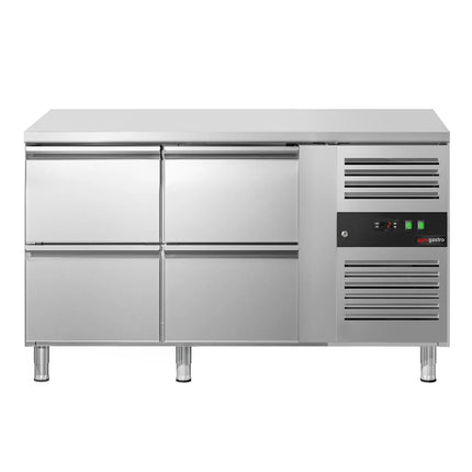GGM Gastro Commercial Counter Fridge ECO - 1360x700mm - with 4 drawers - capacity 282 litres