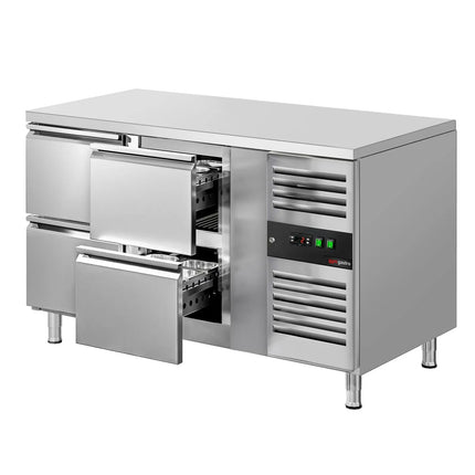 GGM Gastro Commercial Counter Fridge ECO - 1360x700mm - with 4 drawers - capacity 282 litres