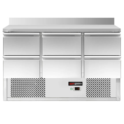 GGM Gastro Commercial Counter Fridge ECO - 1365x700mm - with 6 drawers - with upstand - capacity 368 litres