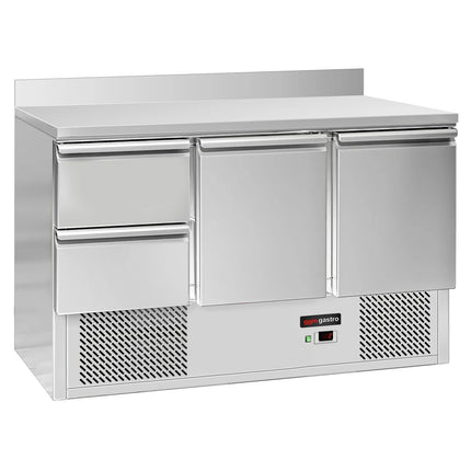 GGM Gastro Commercial Counter Fridge ECO - 1368x700mm - with 2 doors - 2 drawers - with upstand - capacity 368 litres