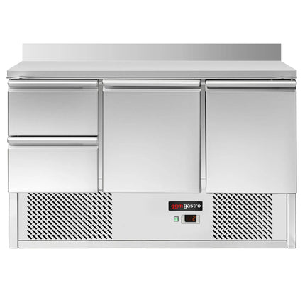 GGM Gastro Commercial Counter Fridge ECO - 1368x700mm - with 2 doors - 2 drawers - with upstand - capacity 368 litres
