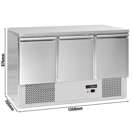 GGM Gastro Commercial Counter Fridge ECO - 1368x700mm - with 3 doors - capacity 368 litres
