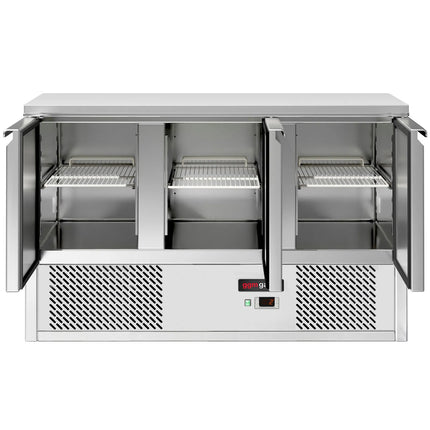 GGM Gastro Commercial Counter Fridge ECO - 1368x700mm - with 3 doors - capacity 368 litres