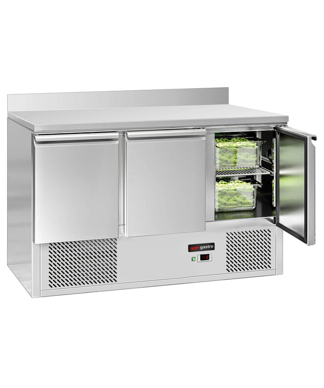 GGM Gastro Commercial Counter Fridge ECO - 1368x700mm - with 3 doors - with upstand - capacity 368 litres