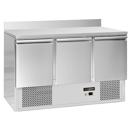 GGM Gastro Commercial Counter Fridge ECO - 1368x700mm - with 3 doors - with upstand - capacity 368 litres