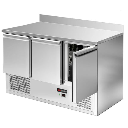 GGM Gastro Commercial Counter Fridge ECO - 1368x700mm - with 3 doors - with upstand - capacity 368 litres