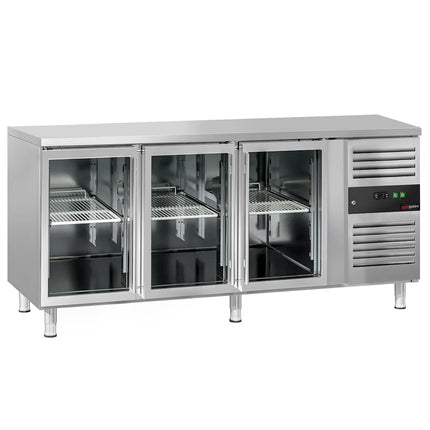 GGM Gastro Commercial Counter Fridge ECO - 1795x700mm - glass doors - with 3 doors - capacity 417 litres