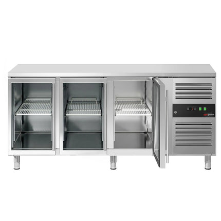 GGM Gastro Commercial Counter Fridge ECO - 1795x700mm - glass doors - with 3 doors - capacity 417 litres