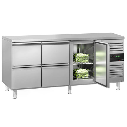 GGM Gastro Commercial Counter Fridge ECO - 1795x700mm - with 1 door / 4 drawers (GN 1/1) - capacity 417 litres