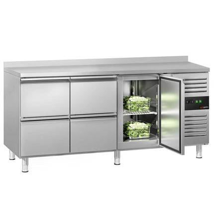GGM Gastro Commercial Counter Fridge ECO - 1795x700mm - with 1 door - 4 drawers - with upstand - capacity 417 litres