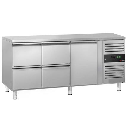 GGM Gastro Commercial Counter Fridge ECO - 1795x700mm - with 1 door / 4 drawers (GN 1/1) - capacity 417 litres