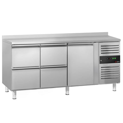 GGM Gastro Commercial Counter Fridge ECO - 1795x700mm - with 1 door - 4 drawers - with upstand - capacity 417 litres