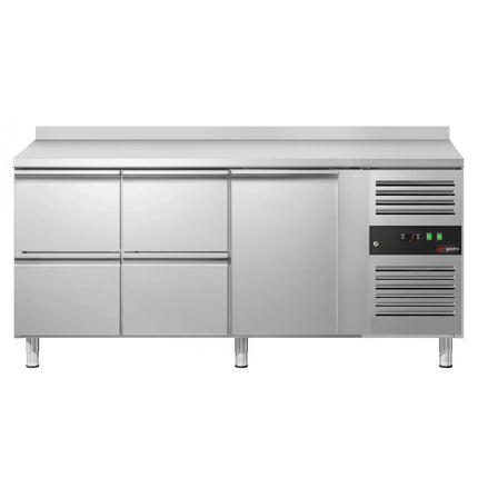 GGM Gastro Commercial Counter Fridge ECO - 1795x700mm - with 1 door - 4 drawers - with upstand - capacity 417 litres