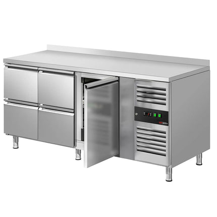GGM Gastro Commercial Counter Fridge ECO - 1795x700mm - with 1 door - 4 drawers - with upstand - capacity 417 litres