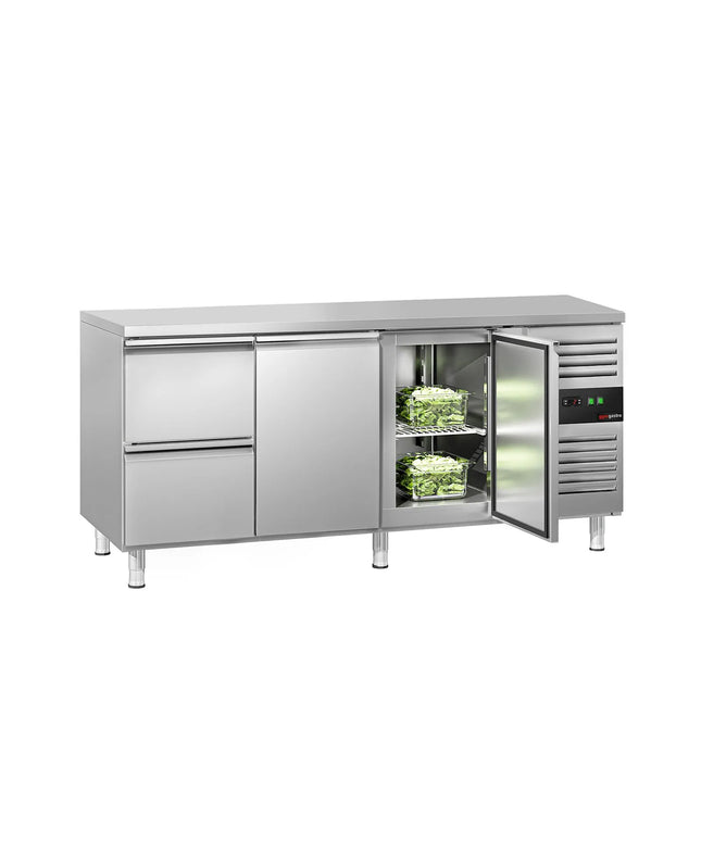 GGM Gastro Commercial Counter Fridge ECO - 1795x700mm - with 2 doors - 2 drawers [1/1 GN] - capacity 417 litres