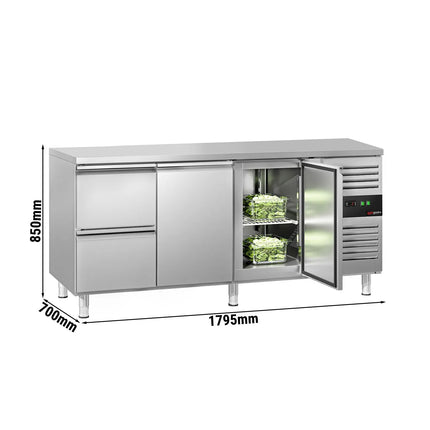 GGM Gastro Commercial Counter Fridge ECO - 1795x700mm - with 2 doors - 2 drawers [1/1 GN] - capacity 417 litres