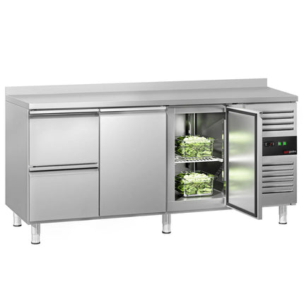 GGM Gastro Commercial Counter Fridge ECO - 1795x700mm - with 2 doors - 2 drawers - with upstand - capacity 417 litres