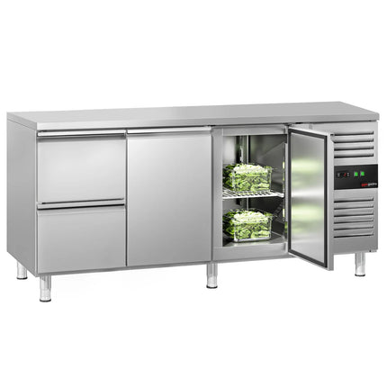 GGM Gastro Commercial Counter Fridge ECO - 1795x700mm - with 2 doors - 2 drawers [1/1 GN] - capacity 417 litres