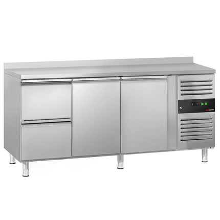 GGM Gastro Commercial Counter Fridge ECO - 1795x700mm - with 2 doors - 2 drawers - with upstand - capacity 417 litres