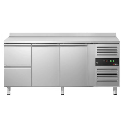 GGM Gastro Commercial Counter Fridge ECO - 1795x700mm - with 2 doors - 2 drawers - with upstand - capacity 417 litres