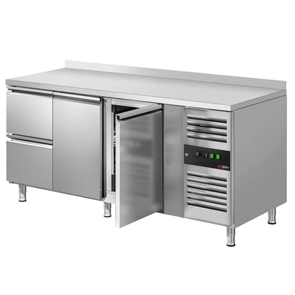 GGM Gastro Commercial Counter Fridge ECO - 1795x700mm - with 2 doors - 2 drawers - with upstand - capacity 417 litres