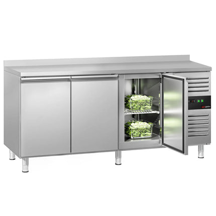 GGM Gastro Commercial Counter Fridge ECO - 1795x700mm - with 3 doors - with upstand - capacity 294 litres