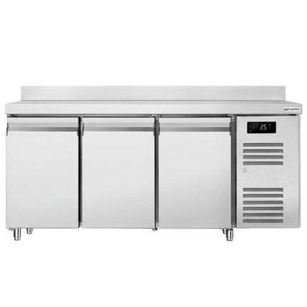 GGM Gastro Commercial Counter Fridge ECO - 1795x700mm - with 3 doors - with upstand - capacity 417 litres