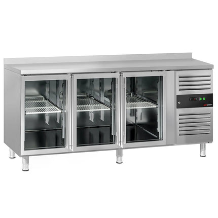 GGM Gastro Commercial Counter Fridge ECO - 1795x700mm - with 3 glass doors - with upstand