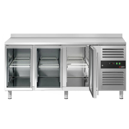 GGM Gastro Commercial Counter Fridge ECO - 1795x700mm - with 3 glass doors - with upstand