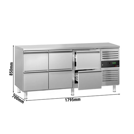 GGM Gastro Commercial Counter Fridge ECO - 1795x700mm - with 6 drawers - capacity 417 litres